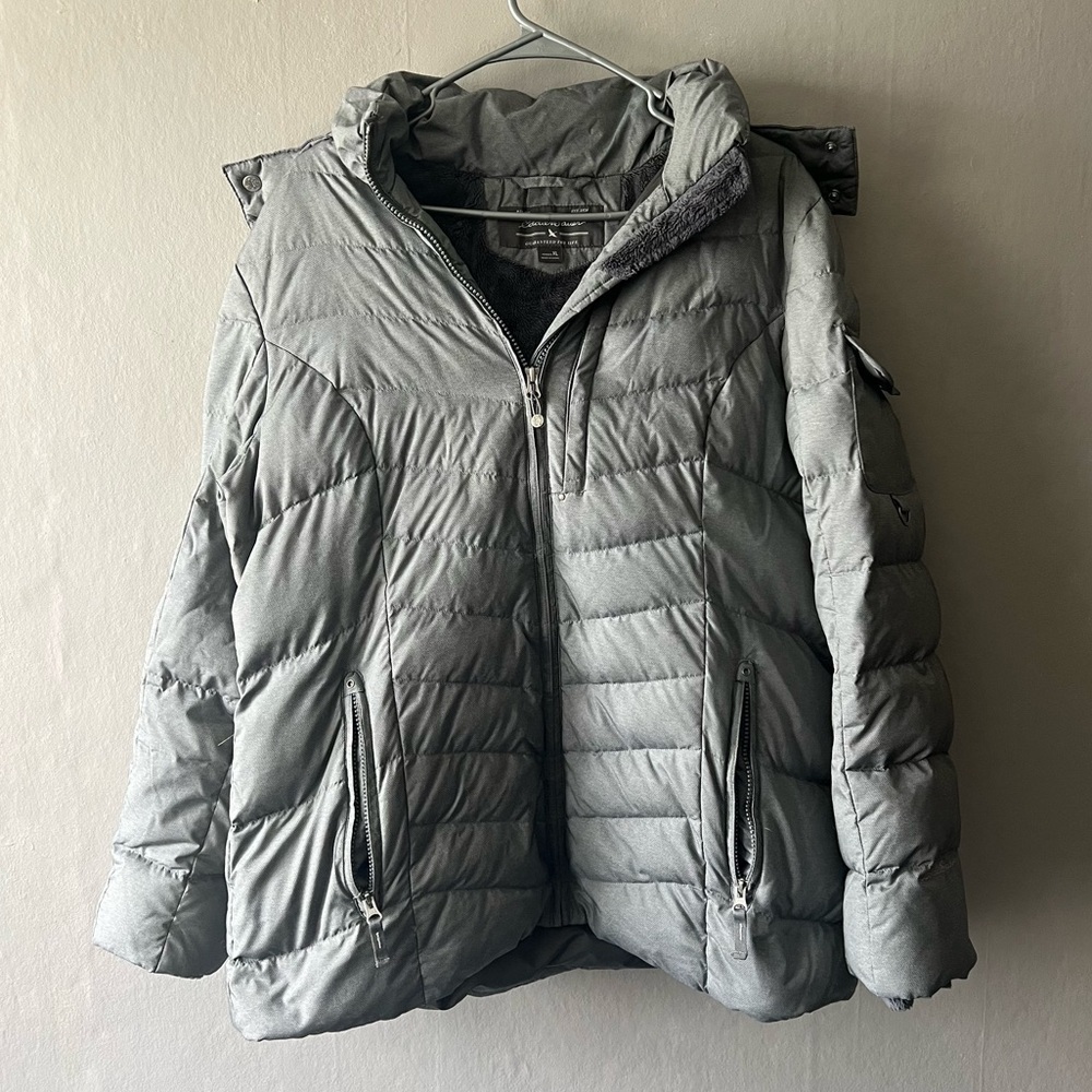 Eddie Bauer Grey Down Puffer Jacket Size XL